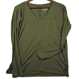 boyfriend Women's XS Olive‎ Green Long Sleeve V-Neck Top
